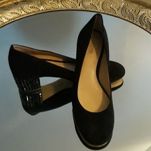Micheal Kors Black Suede Rinestone High Heal